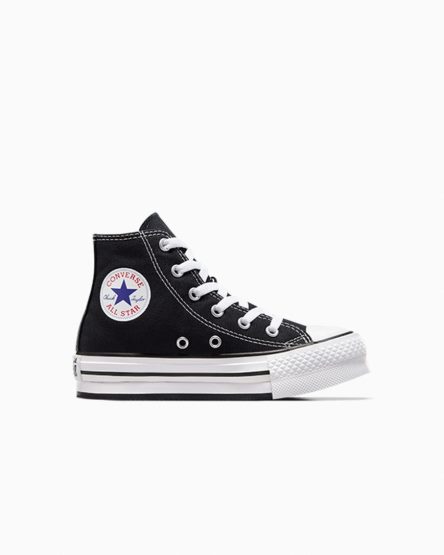 Dívčí Boty Na Platformy Converse Chuck Taylor All Star Lift Vysoké Černé Bílé Černé | CZ JXFU76